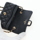 CHANEL Mini Matelasse 12 Success Story Chain Bag Leather Black CC Auth 197581SV-83
