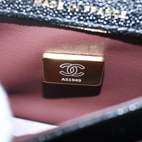 CHANEL Mini Matelasse 12 Success Story Chain Bag Leather Black CC Auth 197581SV