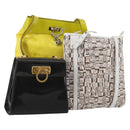 Salvatore Ferragamo Bag Leather Nylon 3 Set Black Yellow white Auth 197582-1