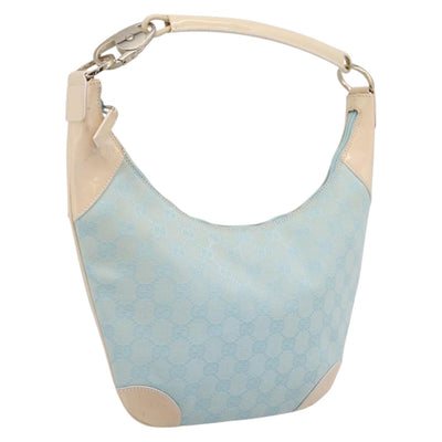 GUCCI GG Canvas Hand Bag Baby Blue Gold 001 4153 Auth 197600