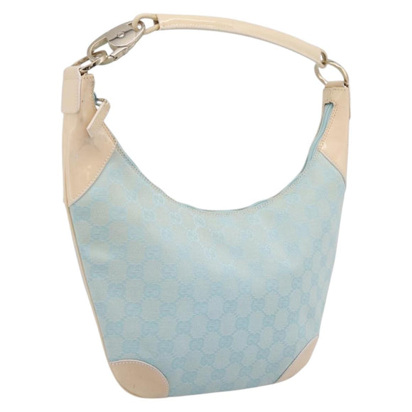 GUCCI GG Canvas Hand Bag Baby Blue Gold 001 4153 Auth 197600