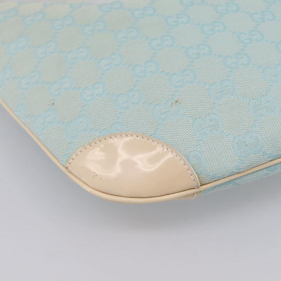 GUCCI GG Canvas Hand Bag Baby Blue Gold 001 4153 Auth 197600