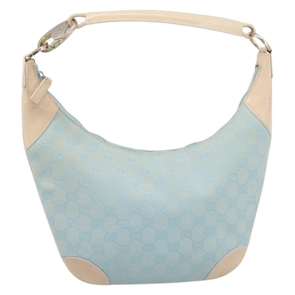 GUCCI GG Canvas Hand Bag Baby Blue Gold 001 4153 Auth 197600