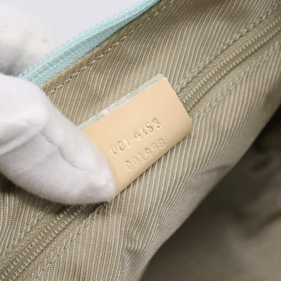 GUCCI GG Canvas Hand Bag Baby Blue Gold 001 4153 Auth 197600