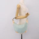 GUCCI GG Canvas Hand Bag Baby Blue Gold 001 4153 Auth 197600-22