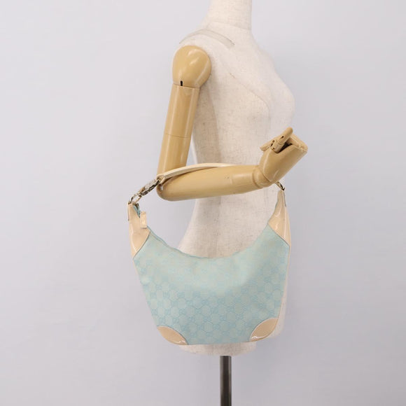 GUCCI GG Canvas Hand Bag Baby Blue Gold 001 4153 Auth 197600