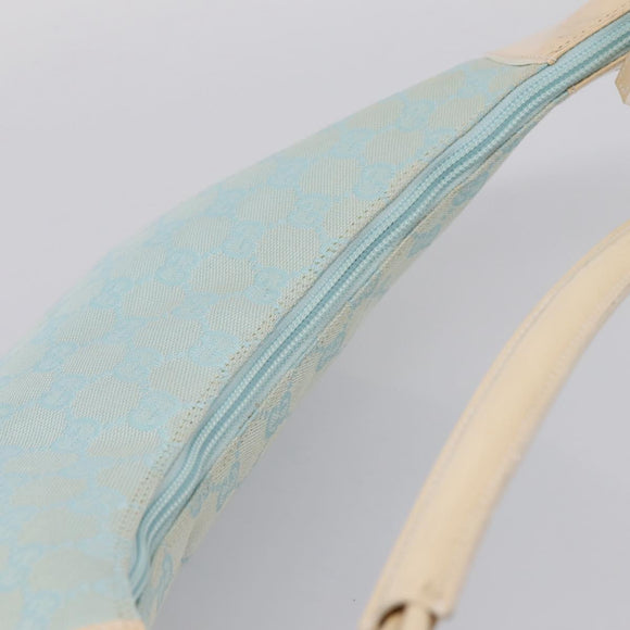GUCCI GG Canvas Hand Bag Baby Blue Gold 001 4153 Auth 197600