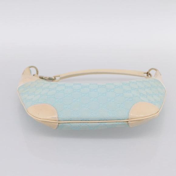 GUCCI GG Canvas Hand Bag Baby Blue Gold 001 4153 Auth 197600