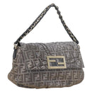 FENDI Zucca Canvas Shoulder Bag Gold Auth 197602V-1