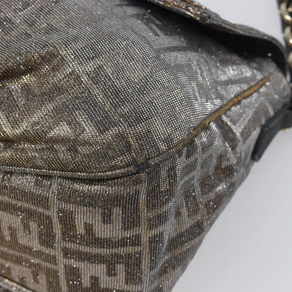 FENDI Zucca Canvas Shoulder Bag Gold Auth 197602V