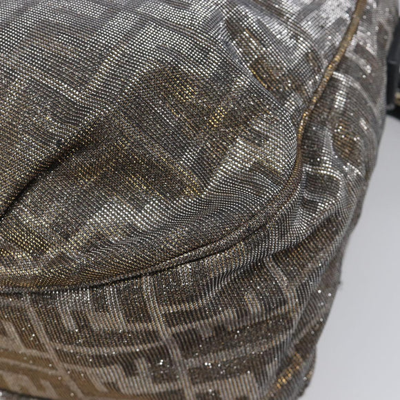 FENDI Zucca Canvas Shoulder Bag Gold Auth 197602V