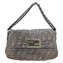 FENDI Zucca Canvas Shoulder Bag Gold Auth 197602V-13