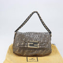 FENDI Zucca Canvas Shoulder Bag Gold Auth 197602V-12