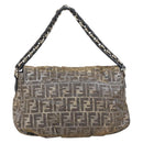 FENDI Zucca Canvas Shoulder Bag Gold Auth 197602V-2