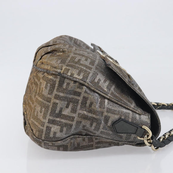 FENDI Zucca Canvas Shoulder Bag Gold Auth 197602V
