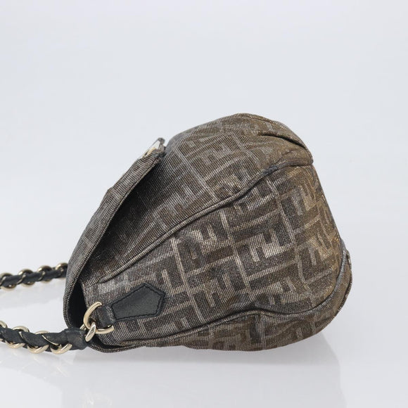 FENDI Zucca Canvas Shoulder Bag Gold Auth 197602V