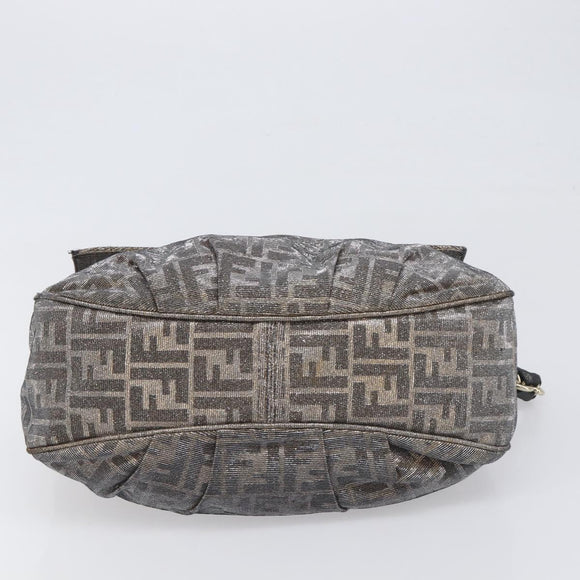 FENDI Zucca Canvas Shoulder Bag Gold Auth 197602V