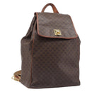 CELINE Macadam Canvas Backpack PVC Leather Brown Gold Auth 197605-1
