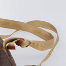 CELINE Macadam Canvas Backpack PVC Leather Brown Gold Auth 197605-10