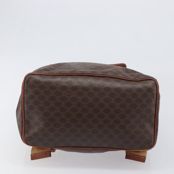 CELINE Macadam Canvas Backpack PVC Leather Brown Gold Auth 197605