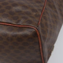 CELINE Macadam Canvas Backpack PVC Leather Brown Gold Auth 197605-12