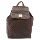 CELINE Macadam Canvas Backpack PVC Leather Brown Gold Auth 197605-2