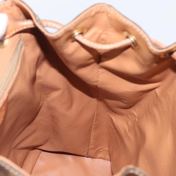 CELINE Macadam Canvas Backpack PVC Leather Brown Gold Auth 197605