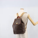 CELINE Macadam Canvas Backpack PVC Leather Brown Gold Auth 197605-27