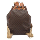 CELINE Macadam Canvas Backpack PVC Leather Brown Gold Auth 197605-3