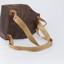 CELINE Macadam Canvas Backpack PVC Leather Brown Gold Auth 197605-9