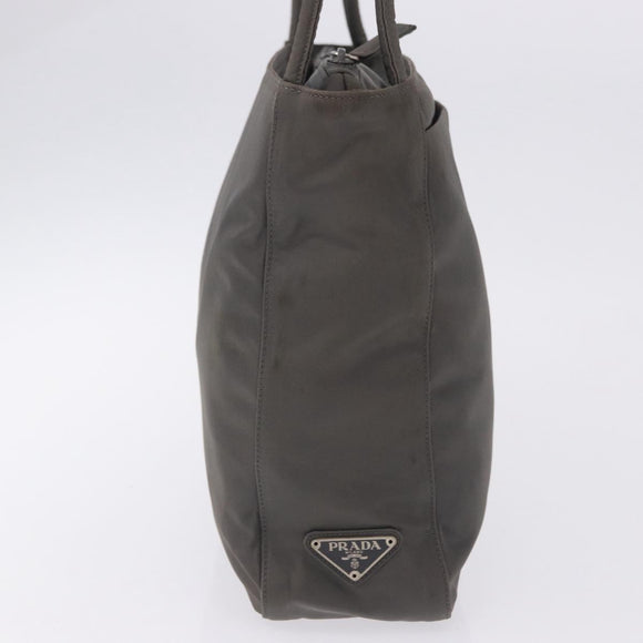 PRADA Tote Bag Nylon Green Silver Auth 197606