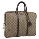 GUCCI GG Supreme Business Bag PVC Beige Gold 201480 Auth 197609-1