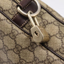 GUCCI GG Supreme Business Bag PVC Beige Gold 201480 Auth 197609-14