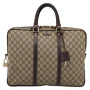 GUCCI GG Supreme Business Bag PVC Beige Gold 201480 Auth 197609-2