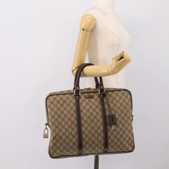 GUCCI GG Supreme Business Bag PVC Beige Gold 201480 Auth 197609