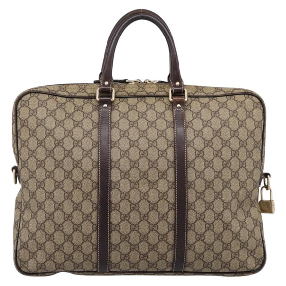 GUCCI GG Supreme Business Bag PVC Beige Gold 201480 Auth 197609