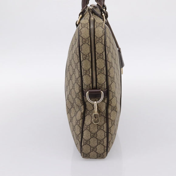 GUCCI GG Supreme Business Bag PVC Beige Gold 201480 Auth 197609