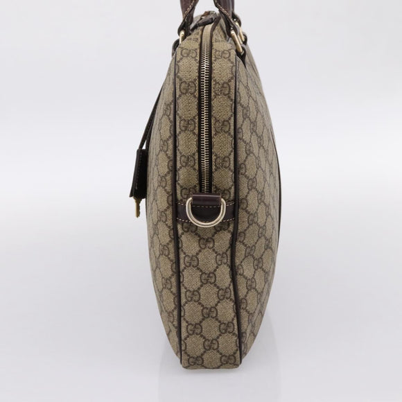 GUCCI GG Supreme Business Bag PVC Beige Gold 201480 Auth 197609