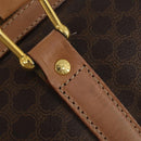CELINE Macadam Canvas Boston Bag PVC Leather Brown Gold Auth 197610A-14