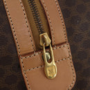 CELINE Macadam Canvas Boston Bag PVC Leather Brown Gold Auth 197610A-16