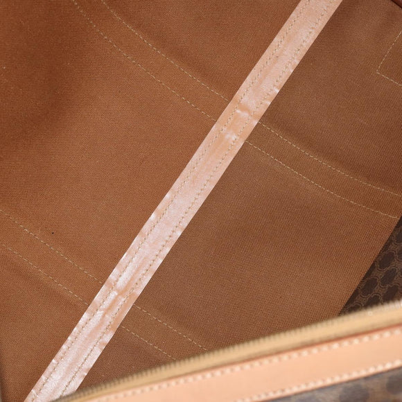 CELINE Macadam Canvas Boston Bag PVC Leather Brown Gold Auth 197610A