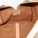 CELINE Macadam Canvas Boston Bag PVC Leather Brown Gold Auth 197610A-18