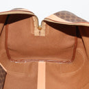 CELINE Macadam Canvas Boston Bag PVC Leather Brown Gold Auth 197610A-19