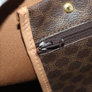 CELINE Macadam Canvas Boston Bag PVC Leather Brown Gold Auth 197610A-20