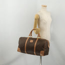 CELINE Macadam Canvas Boston Bag PVC Leather Brown Gold Auth 197610A-23