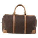 CELINE Macadam Canvas Boston Bag PVC Leather Brown Gold Auth 197610A-3