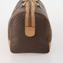 CELINE Macadam Canvas Boston Bag PVC Leather Brown Gold Auth 197610A-4