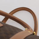 CELINE Macadam Canvas Boston Bag PVC Leather Brown Gold Auth 197610A-8