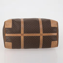 CELINE Macadam Canvas Boston Bag PVC Leather Brown Gold Auth 197610A-9