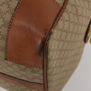 CELINE Macadam Canvas Boston Bag PVC Beige Gold Auth 197611-12